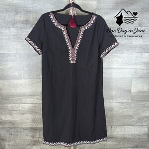 Romwe V Neck Short Sleeve Embroidered Mini Dress Size L
